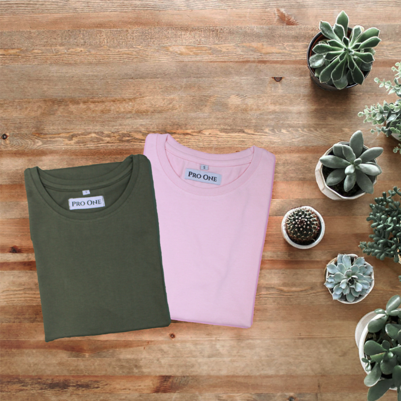 Pick Any 2 -Women’s Plain Round Neck Half Sleeve Cotton T-shirt Combo (With Neck Piping)