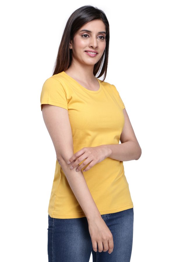 Mustard Half Sleeve T Shirt (With Rib)