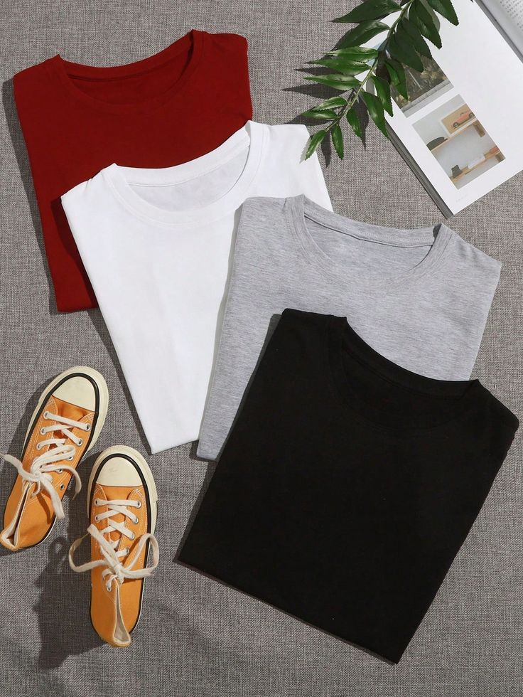 Pick Any 4 -Men's Plain Round Neck Half Sleeve Cotton T-shirt Combo