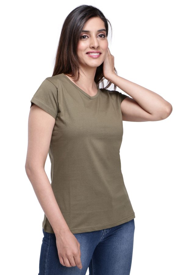 Khaki Half Sleeve T Shirt(With Neck Piping)