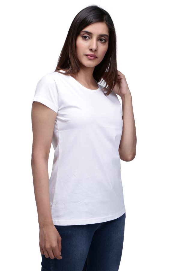 White Half Sleeve T Shirt(With Neck Piping)