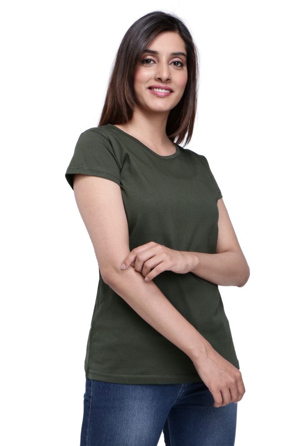 Olive Green Half Sleeve T Shirt(With Neck Piping)