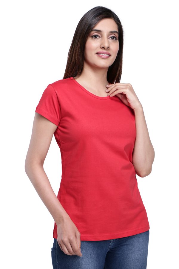 Red Half Sleeve T Shirt(With Neck Piping)