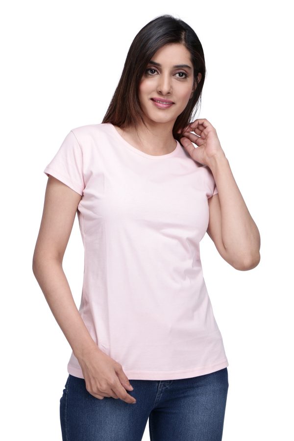 Pink Half Sleeve T Shirt (With Rib)