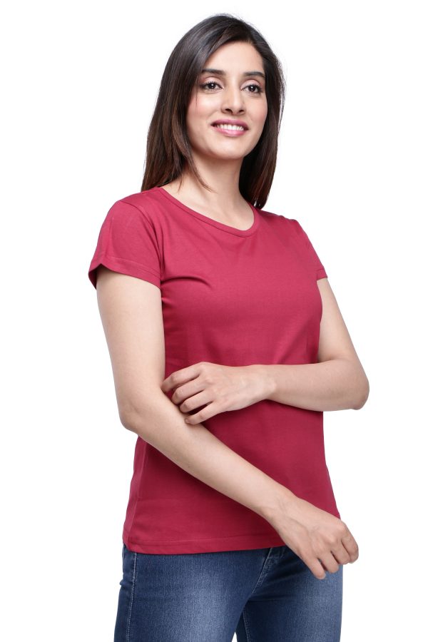 Maroon Half Sleeve T Shirt(With Rib)